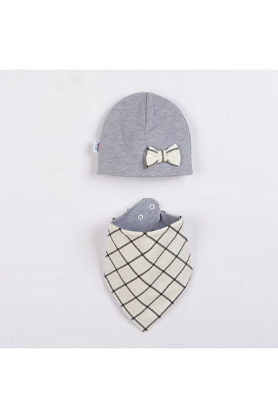 NEWBABY Baby cap with neck scarf New Baby Missy grey, size 86 (12-18m)