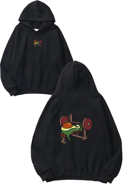 VSRN Hanorac negru supradimensionat cu glugă, cu imprimeu cu design Avocado, ...