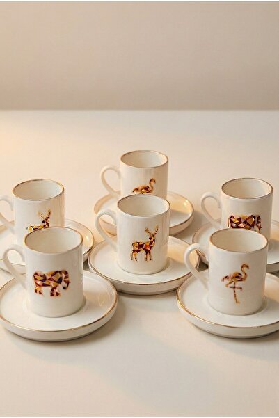 FARALYAHOME Porcelain Cup Set for 6 People with Animal Figures