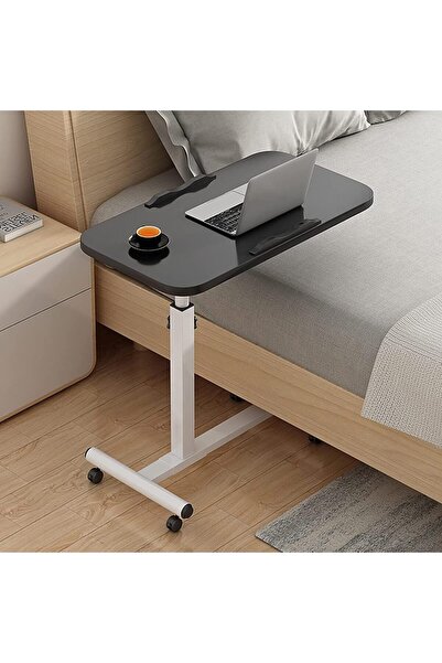 Arabest Overbed Tables Foldable Bedside Table with Wheels, Mobile(Black)