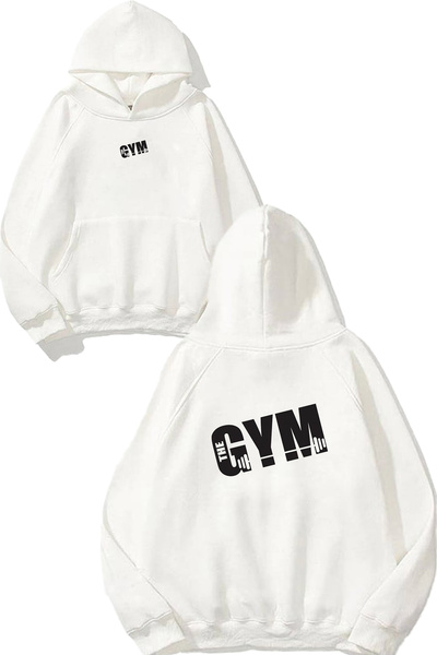 VSRN Φούτερ με κουκούλα Gym 183 με στάμπα σε όλγους καινούργιο σχέδιο, λευκό
