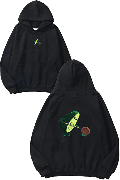 VSRN سويت شيرت أسود كبير الحجم بطبعة تصميم أفاكادو بيلاردو