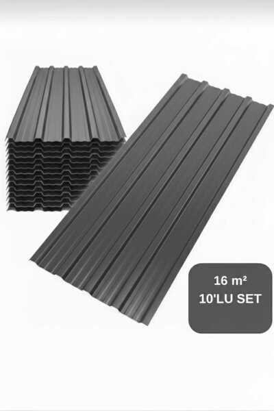 KONSEP ANTRASİT Galvanizli Trapez Çatı Kaplama Sacı 2 Metre (10 Adet-Su Geçir...