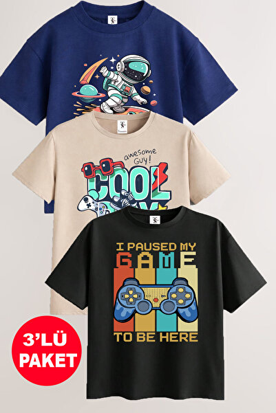 twins tailors Game Console and Astronaut Printed 3-Pack Unisex Black-Navy Blu...