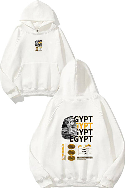 VSRN إيغيبت إمباكت سويت شيرت أبيض كبير الحجم مطبوع بتصميم مصر