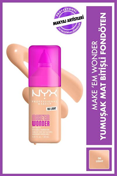 NYX Professional Makeup Make’ Em Wonder Yumuşak Mat Bitişli Fondöten 06 - Light
