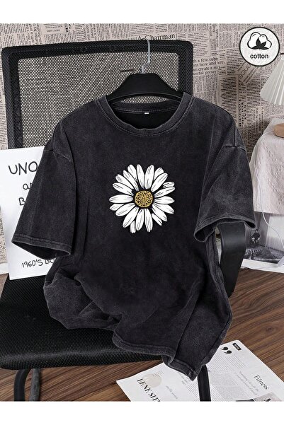 Kadın T-shört çiçek Baskılı T-shirt