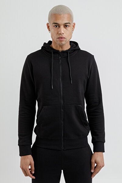 Airlife Sportswear Men's Hooded and Full-Zip Sweatshirt Black