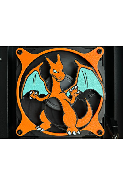 SZD Design Computer Case Fan Grille with Charizard Dragon Figure