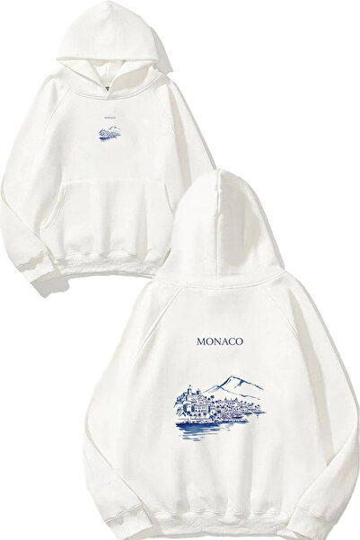 VSRN سويت شيرت أبيض كبير الحجم بطبعة تصميم موناكو
