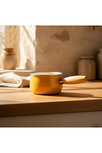 Bambum Nostalji Wooden Handle Pan Mustard 14 cm