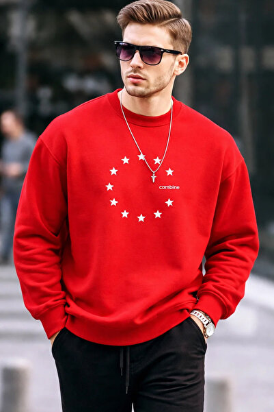 COMBİNE MİCHAİL Muška zvezda Štampano široka crvena majica