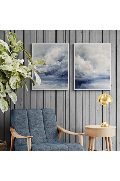 TekTablo لوحة فنية تجريدية مؤطرة من قطعتين