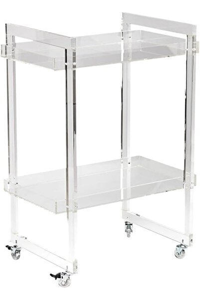 Slasa Acrylic Bar Cart 43x60x80 cm – Transparent Portable Beverage & Serving ...
