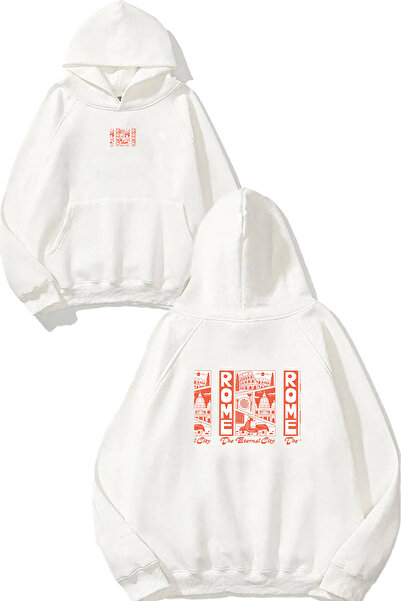 VSRN سويت شيرت أبيض كبير الحجم بطباعة روما ديزاين