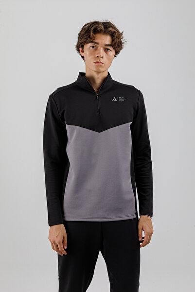 Airlife Sportswear Men's High Collar and Half Zipper Athlete Top Black