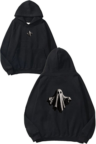 VSRN سويت شيرت أسود كبير الحجم بطباعة تصميم ريترو جوست