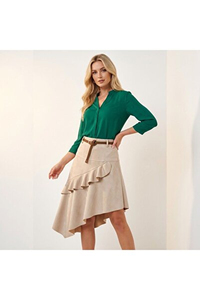 MAXORA SHOP Asymmetric skirt with braided buckle