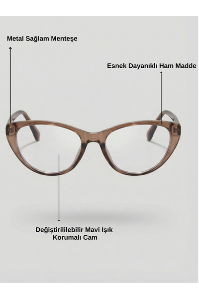VEGA EYEWEAR Frida Cat Eye Kül Özel Renk 48 Ekartman Tr90 Hammadde Metal Ment...