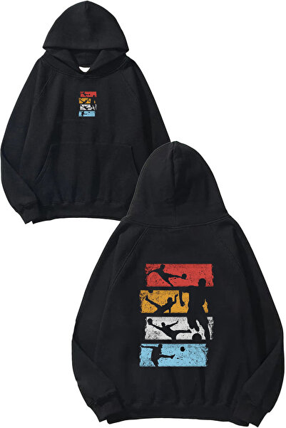 VSRN Sweatshirt negru supradimensionat cu glugă, cu imprimeu Sports Design
