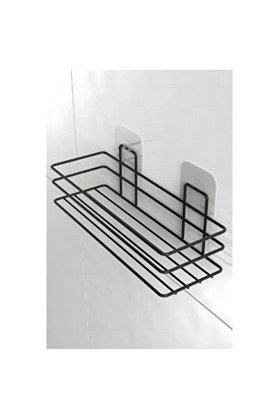 Gusion Yapışkanlı Duş ve Banyo Rafı Siyah Kaplamalı Paslanmaz Metal Şampuan, ...