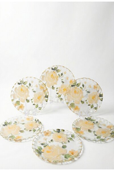 FARALYAHOME Serving Plate 6 Pieces 25 cm Flower Decor Presentation Plate