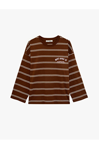 Koton Βαμβακερό μακρυμάνικο μπλουζάκι με στάμπα και άνετη εφαρμογή