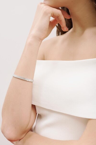 Manuka Block Detail Bracelet Silver