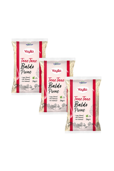 Yayla Tane Tane Baldo Pirinç 2 kg x3