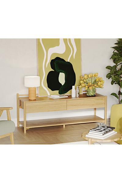 Normod Norac Masif Meşe TV Ünitesi - Özel Torna İşçiliği, İskandinav Stil