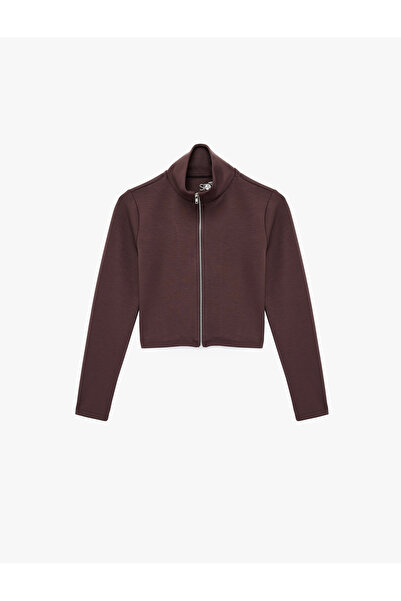 Koton Viscose Blended Stand Collar Long Sleeve Zippered Sports Jacket