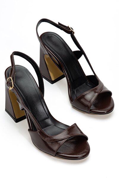 Hayalimdeki Ayakkabı Pantofi cu toc clasic, maro, cu piele lucioasă, pentru f...