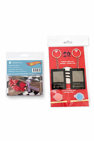 Others Sevgiliye Hediye Spotify Barkodlu Plaka Anahtarlık ve Buketi Seti