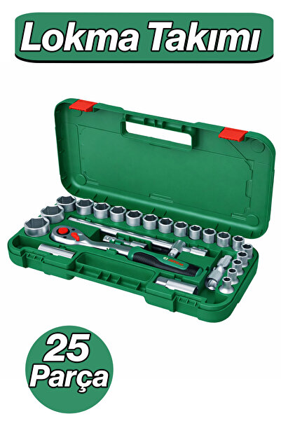 Badem10 Lokma Takımı Cırcırlı 1/2 Somun Sıkma 25 Parça T Kolu Seti Dayanıklı ...