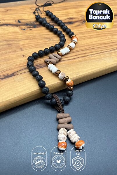 Balzamin Design Bohemian Natural Stone Necklace – Lava Stone, Hematite, and E...