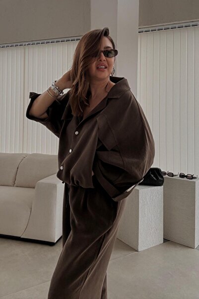 ELVAN TOLON Brown Comfort Shirt and Pants Set