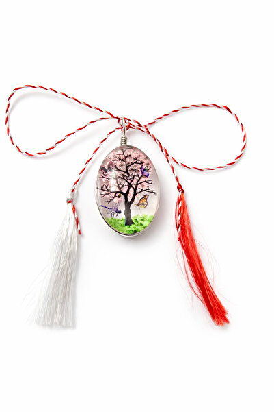 RoveZone Premium teardrop pendant, transparent, with natural pink flower, han...