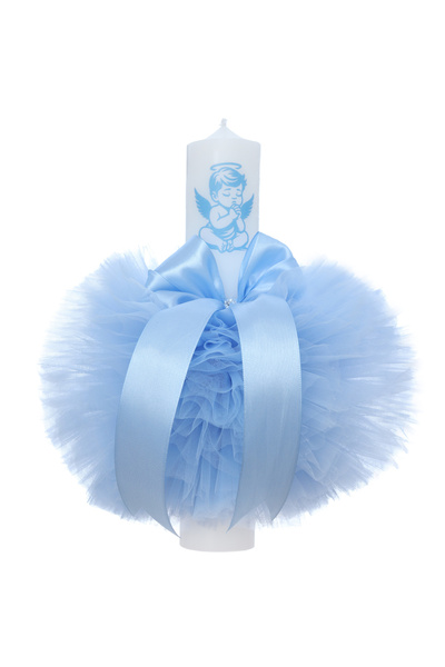 Recostore Lumanare botez, model cu ingeras, Bleu, 30x5.5 cm, REC5004/30