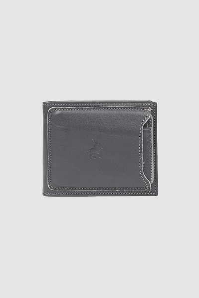 LEWİS POLO محفظة رجالية من الجلد الطبيعي من Yewz باللون الرمادي مع العديد من ...