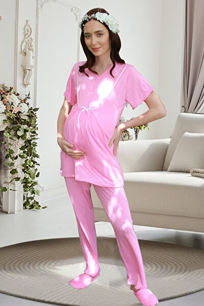 JENİKA Set de pijamale din 3 piese pentru maternitate cu mâneci lungi, cu nas...