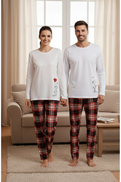 Bella Dossi Cotton Minimalist Love Figured Lover Couple Pajama Set