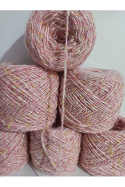 İPEK YÜN İPLİK DÜNYASI Moher Knitting Yarn Twisted (Pink, White) Insect Glitt...