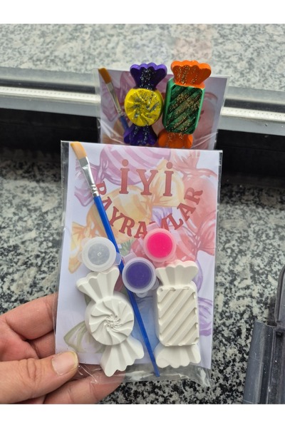 7nisan 4 Paket - BAYRAM ŞEKERİ Taş Boyama Seti- Bayram Hediyesi Çocuk Hediyesi