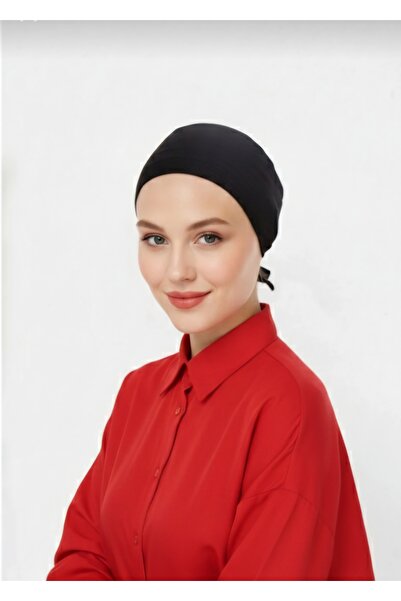 Elit Bone Battal ( Büyük Boy ) Dikişsiz Tesettür Penye Bone - Likralı - Siyah