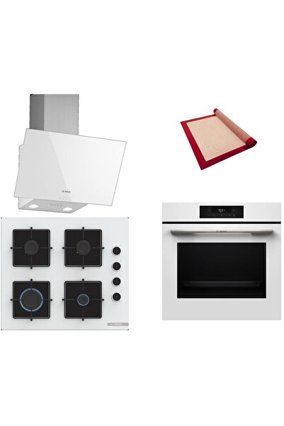 Bosch Beyaz 3 lü Ankastre Set (HJG852YW0T-POP6C2P31O-DWK63PJ20T) 3D Fry - Fır...