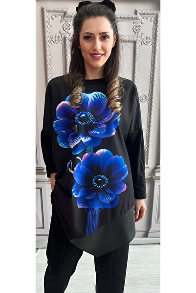 styleFlex Oversized cotton blouse/t-shirt with 3D floral print