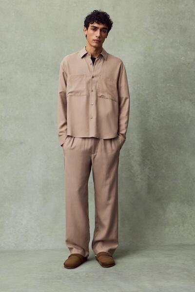 Pull & Bear Uzun kollu cepli gömlek