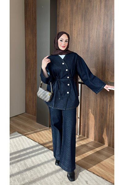 lurex moda Martin Asymmetric Cut Denim Set