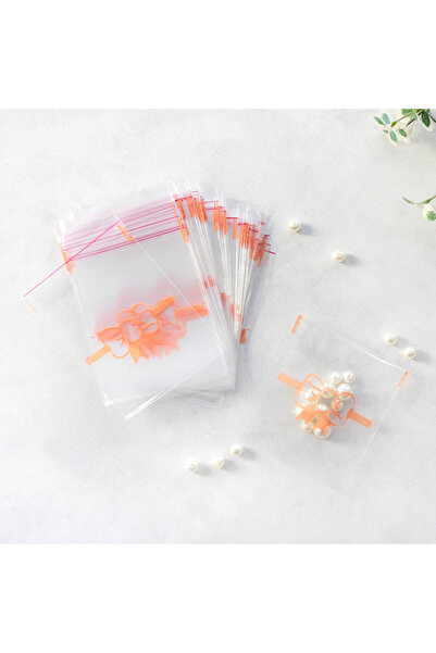 Bimotif حقيبة شفافة بحزام مزخرف بفيونكة برتقالية، مقاس 10x15 سم، 250 قطعة