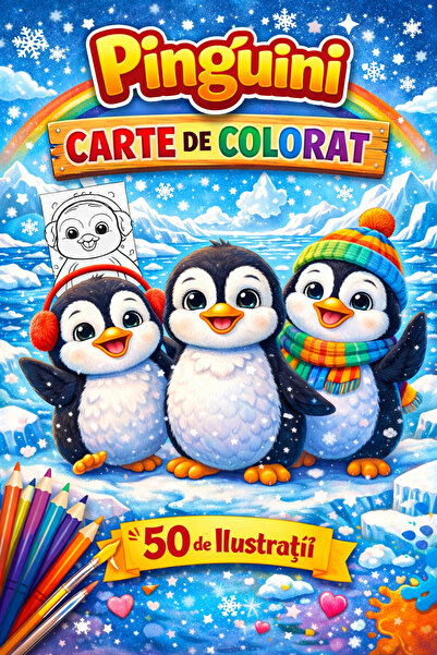 Disney Happy Penguins – A4 Coloring Book with 50 Adorable Illustrations